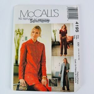 McCalls Sewing Pattern Uncut 4195 Womens Size DD 12 14 16 18